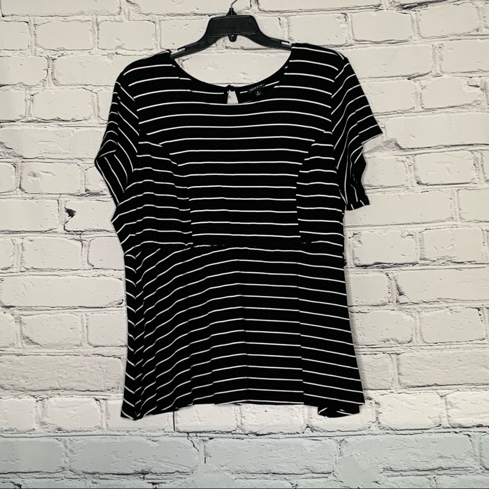 Torrid Black and White Striped Blouse